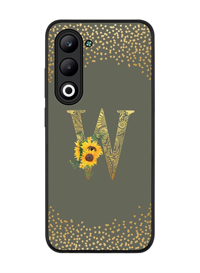 Stylizedd For Oppo A5 5G / A5 4G Case,Slim fit Camera Protection, Shockproof Thin Phone cover  - Custom Floral Monogram - W  (Olive Green )