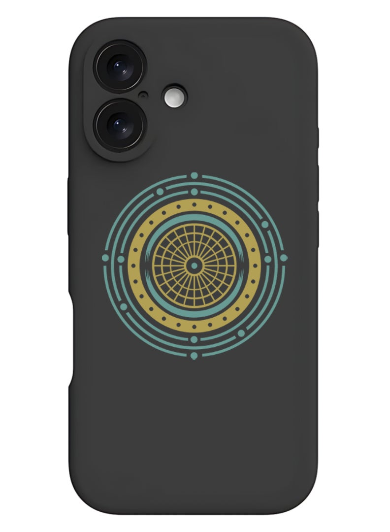 Theodor iPhone 16 Black Protective Slim Fit Case Liquid Silicone Cover with Full Body Protection Anti-Scratch Shockproof Case For iPhone - Mandala 2 - Image 1