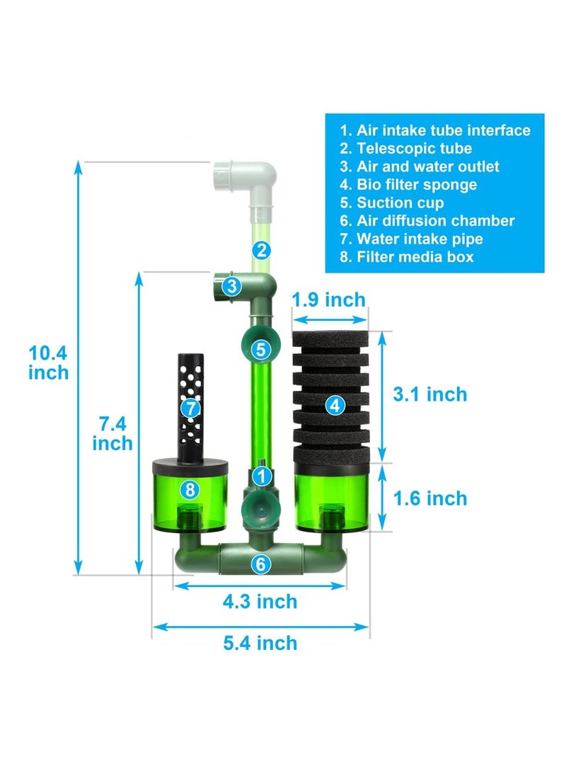 KASTWAVE - Aquarium Sponge Filter, Fish Tank Foam Filter Quiet Submersible Bio Sponge Filter with 2 Spare Sponges - Image 1