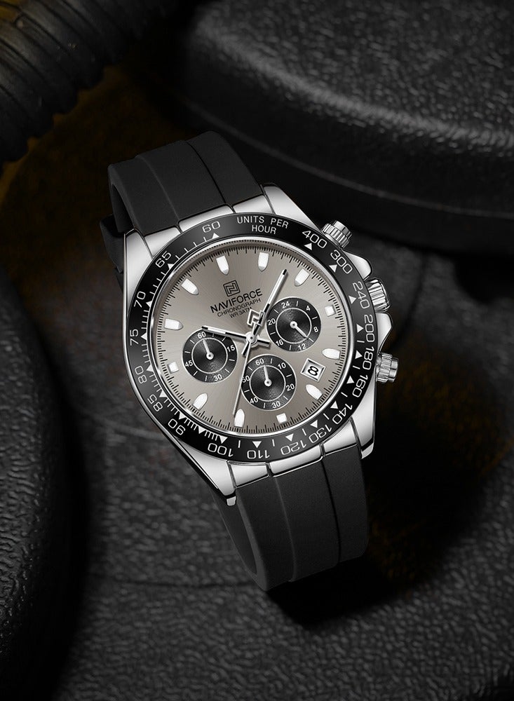 نافيفورس ساعة NAVIFORCE NF8054 للرجال فاخرة من الكوارتز، مصنوعة من السيليكون، رياضية، متعددة الوظائف، مقاومة للماء، مضيئة، مع مؤقت، والتاريخ - Image 2