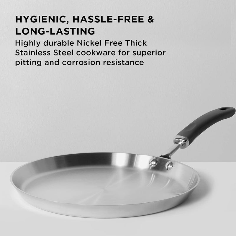 Meyer Trivantage Nickel Free Stainless Steel Triply Cookware Flat Tawa with Induction Base, 28cm - Image 3