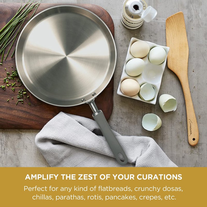 Meyer Trivantage Nickel Free Stainless Steel Triply Cookware Flat Tawa with Induction Base, 28cm - Image 2