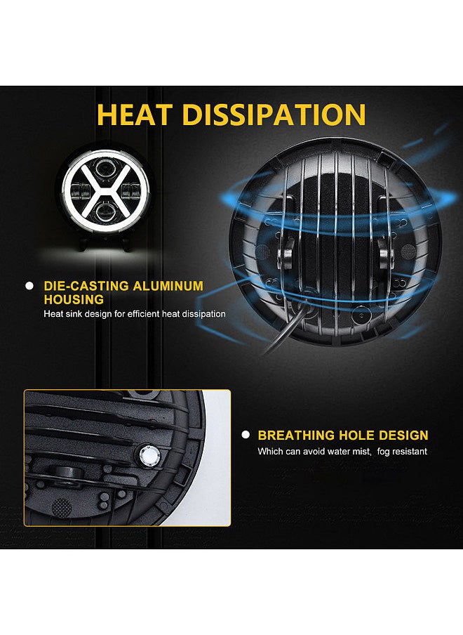 Generic - 1Pcs 7 inch Car Motorcycle LED Headlight 500W 6000K 30000LM IP67 Waterproof DRL/Turn Signal/Low Beam/High Beam Headlight - Image 1