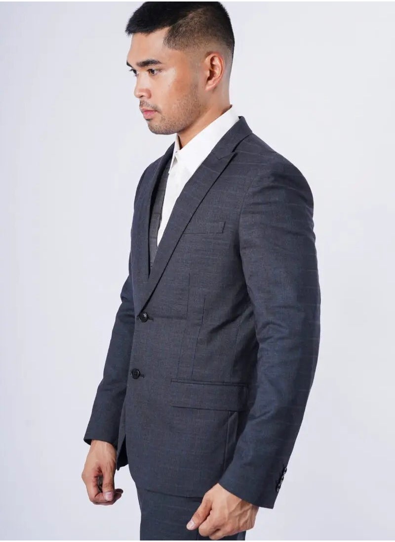 JACK & JONES - Men’s Checked Double Front Pockets Blazer in Mid Grey - Image 1