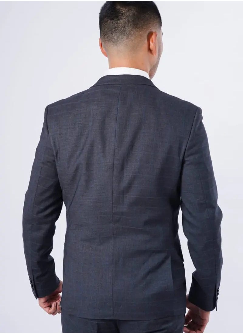 JACK & JONES - Men’s Checked Double Front Pockets Blazer in Mid Grey - Image 1