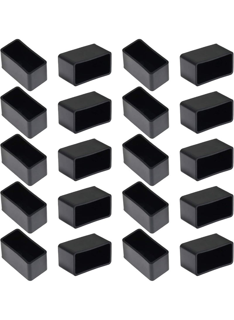 20Pcs Rectangle Rubber Furniture Leg Caps (3/4" x 1-1/2"), Vinyl Flexible Chair Leg Floor Protectors for Patio Indoor Chair Table Bed, 19 x 39mm - Image 1