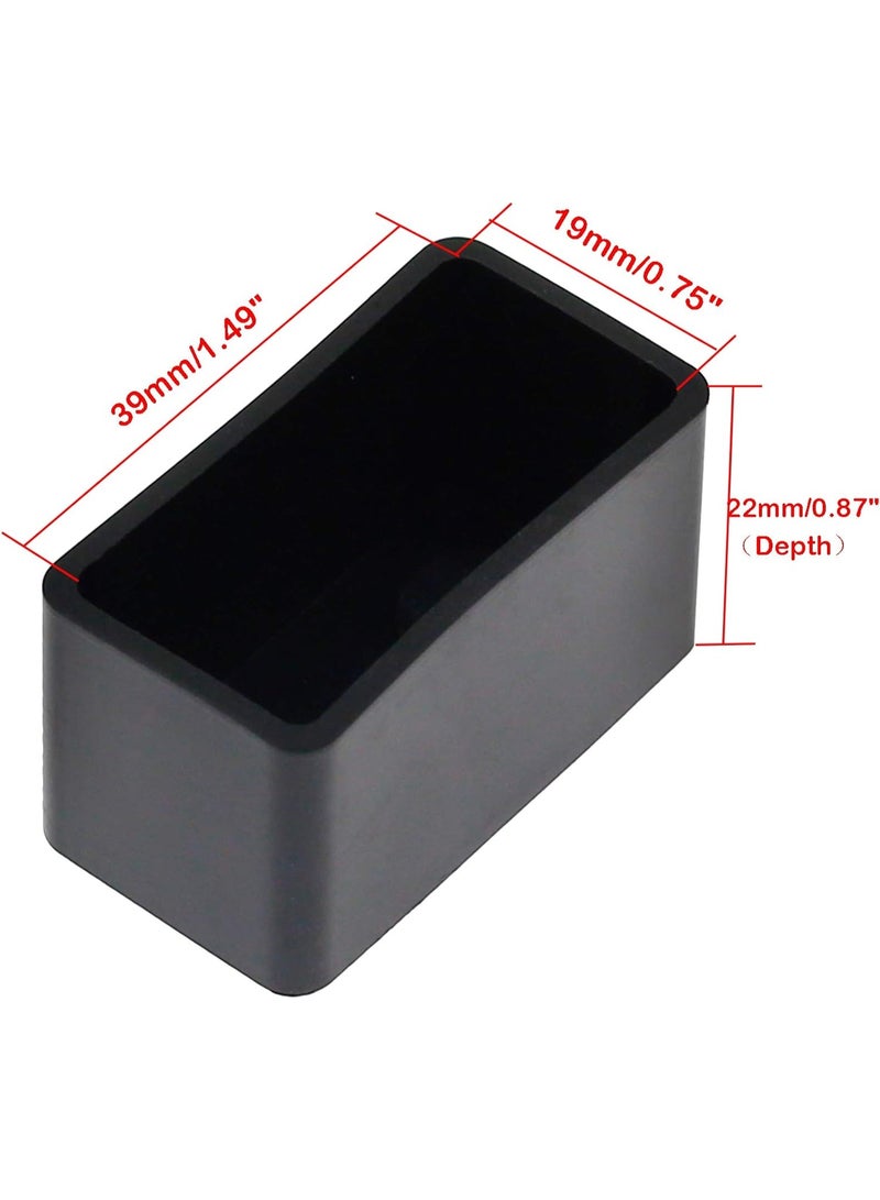 20Pcs Rectangle Rubber Furniture Leg Caps (3/4" x 1-1/2"), Vinyl Flexible Chair Leg Floor Protectors for Patio Indoor Chair Table Bed, 19 x 39mm - Image 2