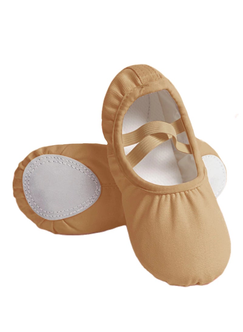 Generic Children's Lace Up Free Dance Shoes Soft Soled Ballet Shoes Canvas Toe Caps - Image 1