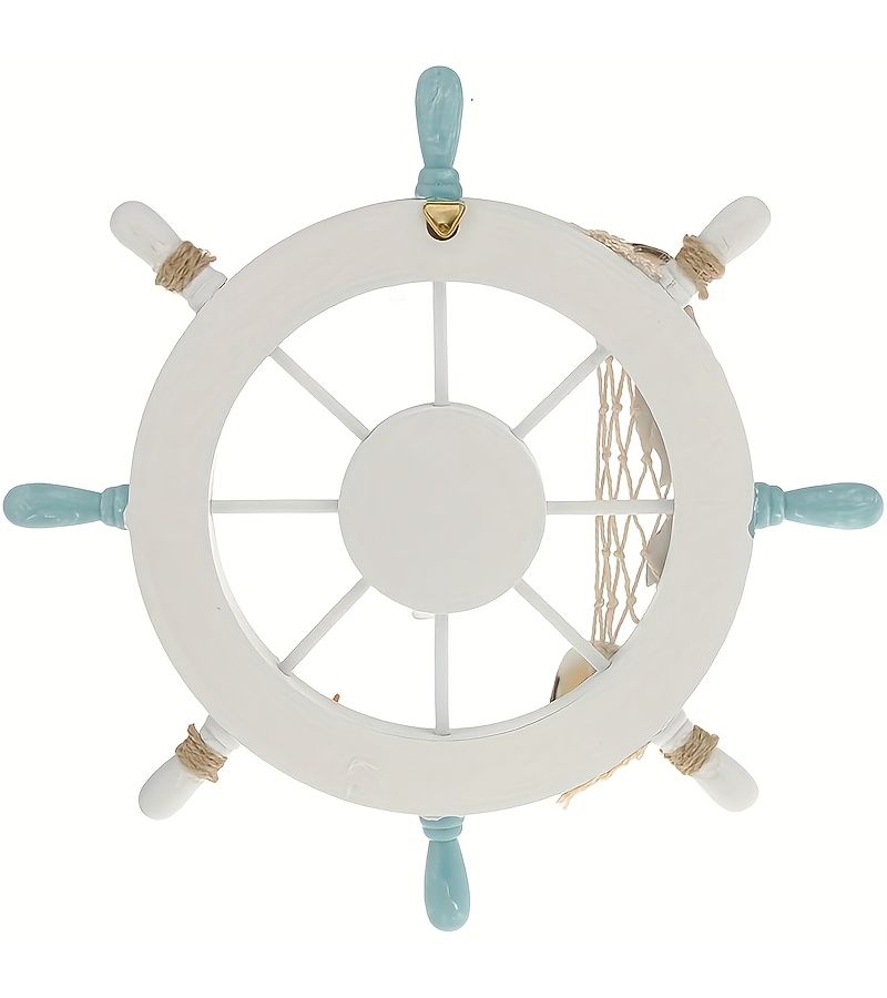 Boat Wooden Ship Steering Wheel Wall Decor Nautical Beach Art - Image 4