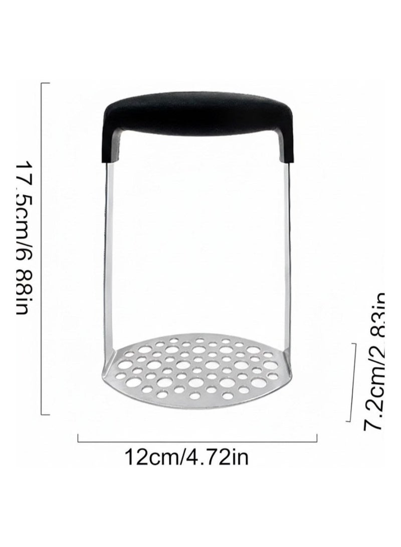 Manual stainless steel potato and vegetable masher – a sturdy kitchen tool for easily mashing potatoes and fruit – comfortable, non-slip handle - Image 2