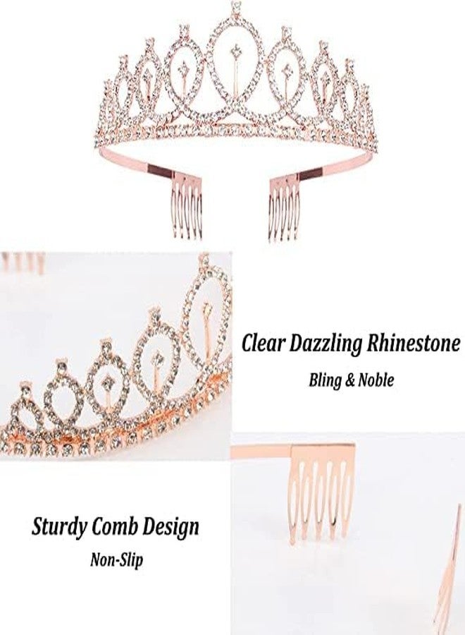 FEBLICH Latest Stylish Birthday Girl Sash And Crown, Birthday Queen Sash And Crown, Birthday Crowns For Women, Birthday Sash For Girls, Queen Crown For Birthday Girl Princess Crown For Girls (BG Rose Gold) - Image 2