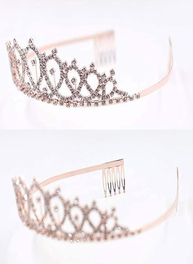 FEBLICH Latest Stylish Birthday Girl Sash And Crown, Birthday Queen Sash And Crown, Birthday Crowns For Women, Birthday Sash For Girls, Queen Crown For Birthday Girl Princess Crown For Girls (BG Rose Gold) - Image 5