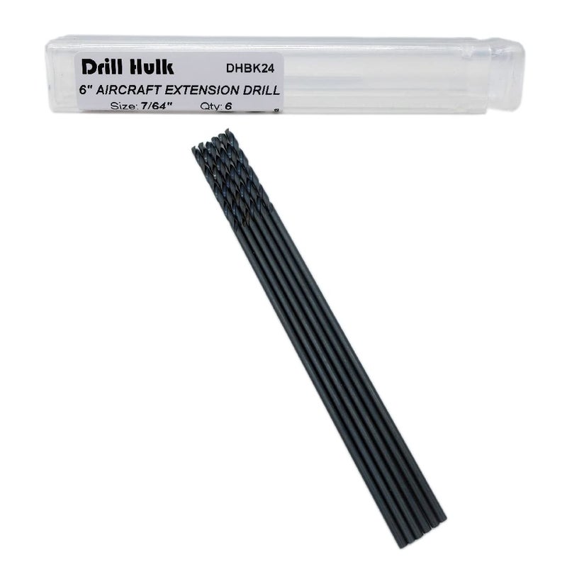 Drill Hulk 7/64-Inch x 6-Inch Aircraft Extension Black Oxide Drill Bit, Premium M2 High Speed Steel, Extra Length, for Metal, Plastic, Wood - Image 1