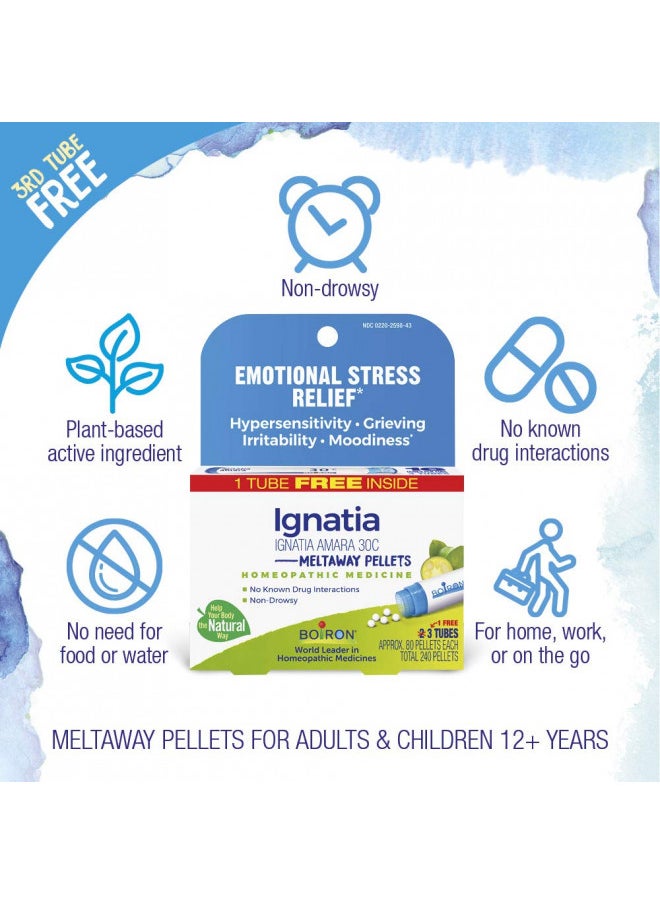 Boiron Ignatia Amara 30C Homeopathic Medicine for Relief from Emotional Stress, Hypersensitivity, Irritability, and Moodiness - 80 Count (Pack of 3)  - Image 3