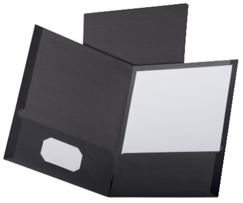 Oxford Esselte Oxford Linen Twin Pocket Portfolios, Black, 25 per Box (53406EE)