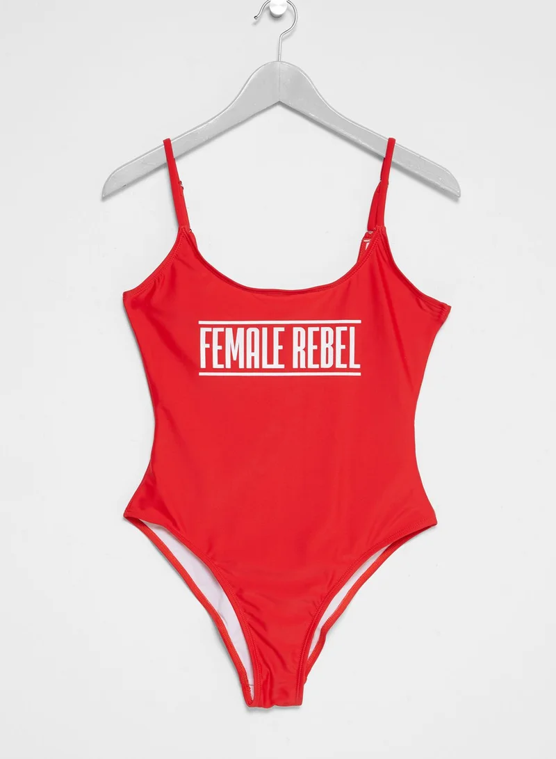 Missguided Slogan Swimsuit