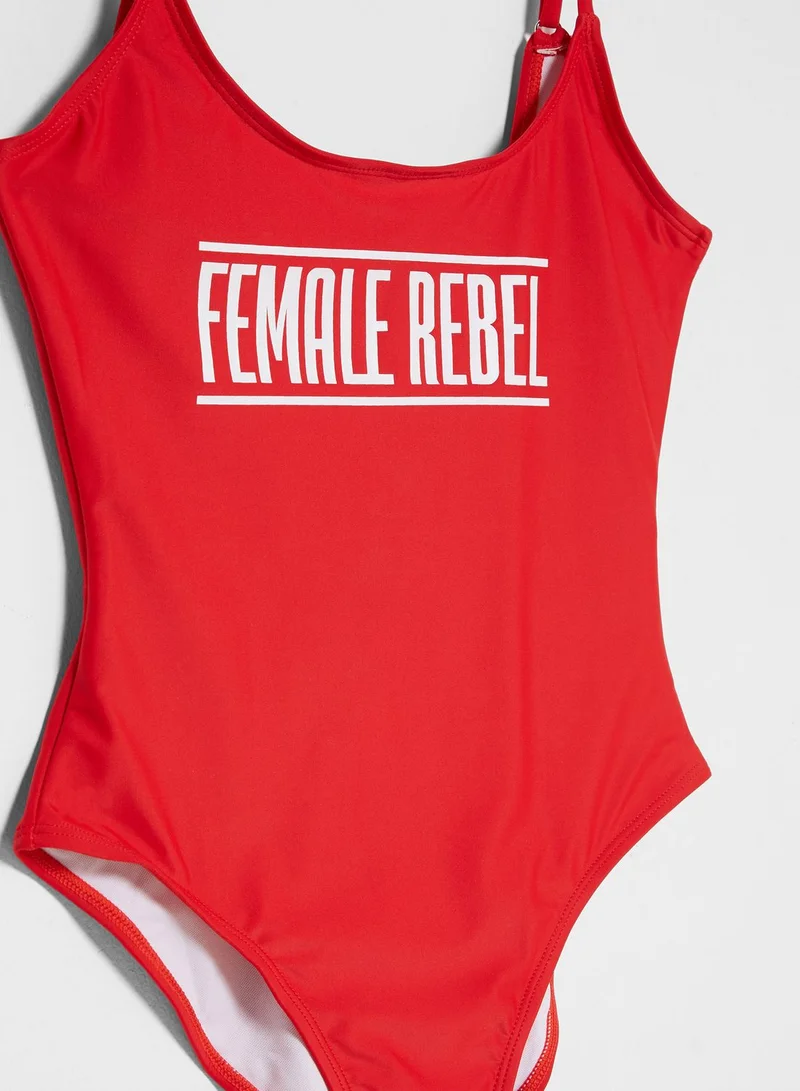 Missguided Slogan Swimsuit