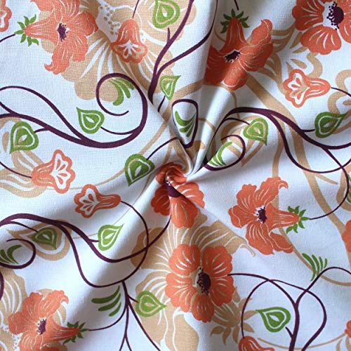 AIRWILL Cotton Floral Pattern 6 Seater Table Cloth Pack of 1 pc (Orange) - Image 2