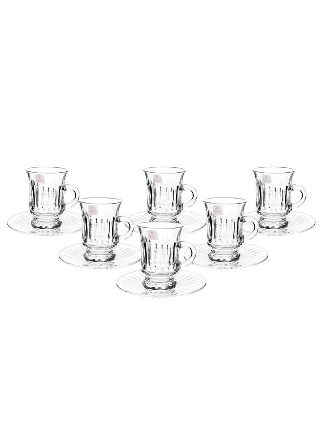 السيف  طقم تقديم أكواب وصحون كريستال بيالات مكون من 18 قطعة شفاف - Image 4