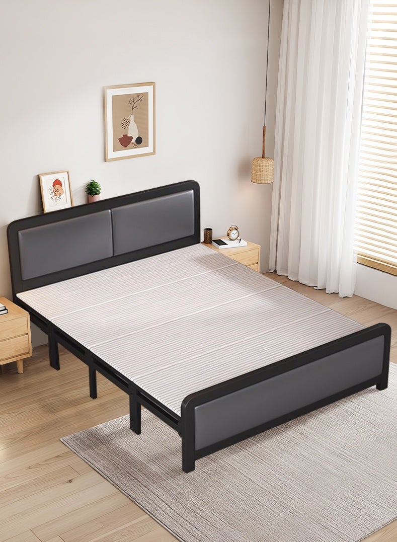 سرير قابل للطي بأربعة أدراج، سرير عصري قابل للطي مع لوح رأس من الفولاذ المتين، مقاس 190 سم × 150 سم - Image 1