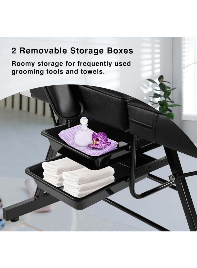 Foldable Facial Chair Massage Bed Salon Spa Multipurpose Massage Bed Spa Salon Facial Tattoo Chairs BLACK - Image 3