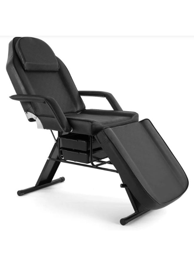 Foldable Facial Chair Massage Bed Salon Spa Multipurpose Massage Bed Spa Salon Facial Tattoo Chairs BLACK - Image 1