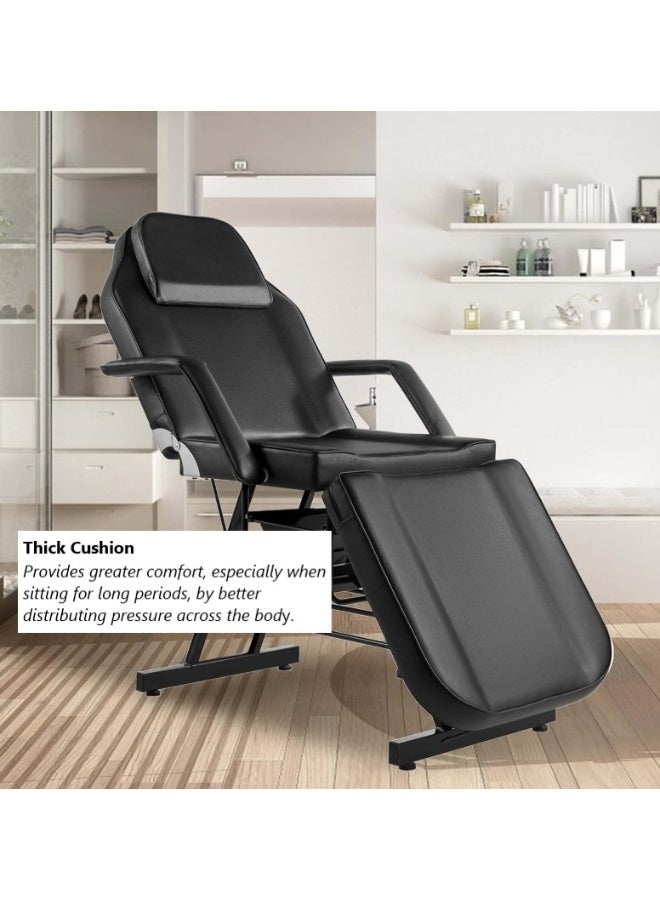 Foldable Facial Chair Massage Bed Salon Spa Multipurpose Massage Bed Spa Salon Facial Tattoo Chairs BLACK - Image 4