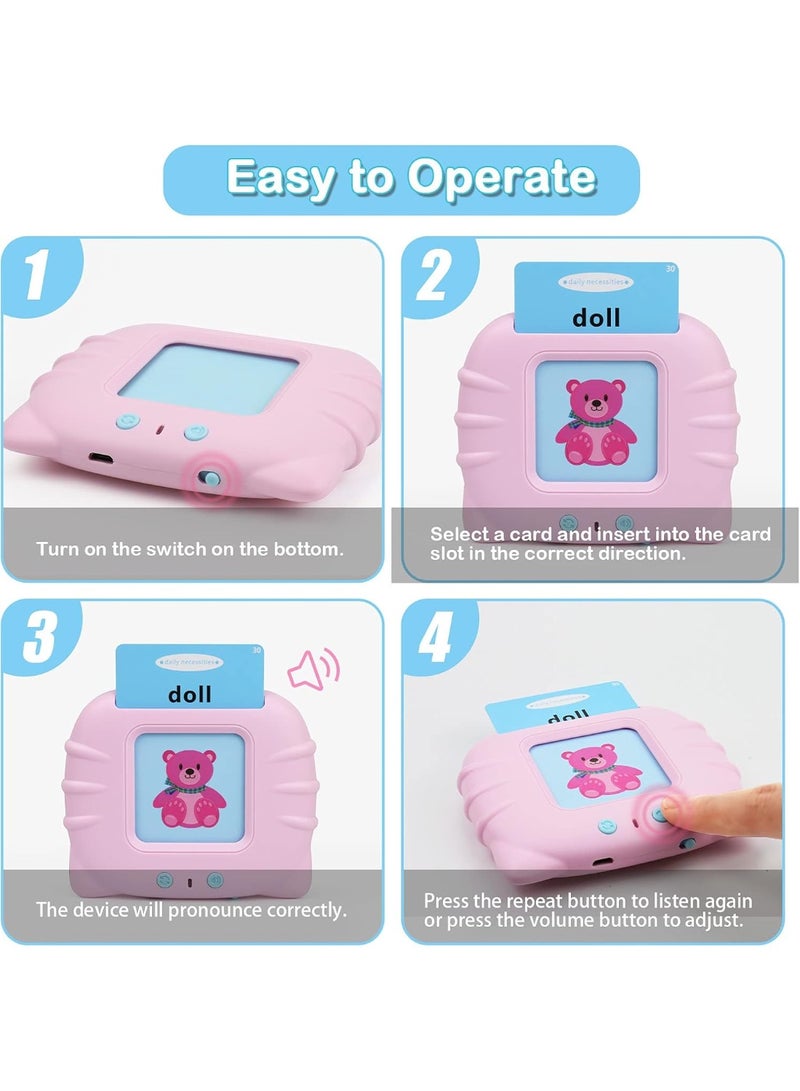 Kids Bilingual Flash Card Machine – Pink Educational Toy | Arabic & English Talking Learning Cards  - Image 3