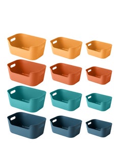 12 Plastic Storage Bins and Baskets,Small Containers in a Variety of Colours for Efficient Organisation in the Home and Classroom for Shelves and Pots on Shelves and Pots in the Kitchen,Cabinets