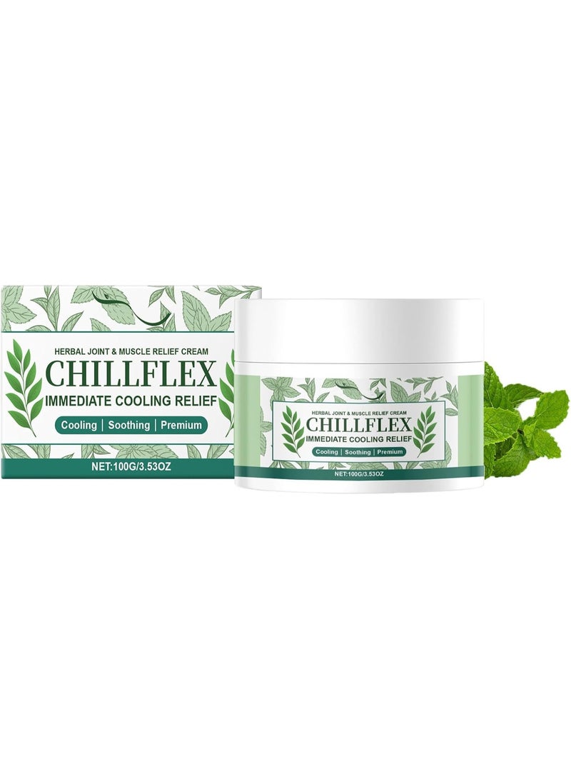 CHILLFLEX كراسين ناتورا كريم تبريد عشبي تشيلفليكس لآلام المفاصل والعضلات 100 جرام، تركيبة سريعة الامتصاص وغير لزجة، مثالي لآلام الرياضة، التهاب المفاصل، آلام الظهر وإرهاق العضلات اليومي - Image 1