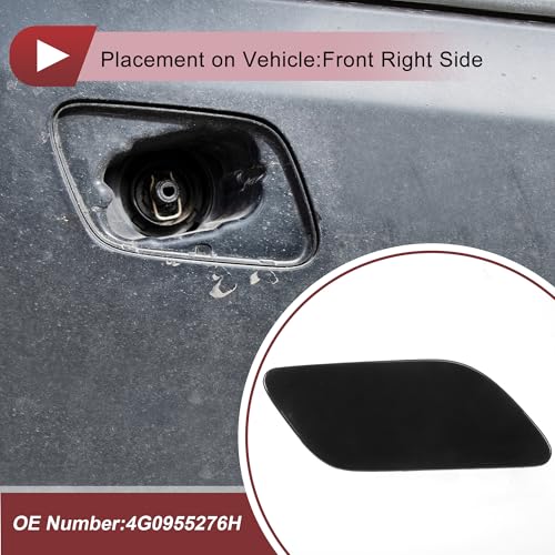 HEROFFIX 1 Pcs Front Right Side Bumper Headlight Washer Nozzle Cover Cap for Audi A6 (C7) 2015-2018 Bumper Trim Nozzle Cover No.4G0955276H Black Plastic - Image 3