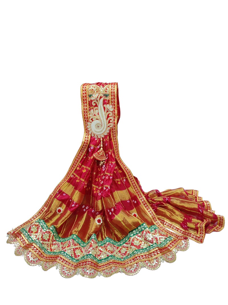RANISATIYA Marwadi Rajasthani Bandhej Broch Plated Odhana Chunri, Piliya & Pomcha (13,ND (RED) Ghatchola, FREE SIZE) - Image 3