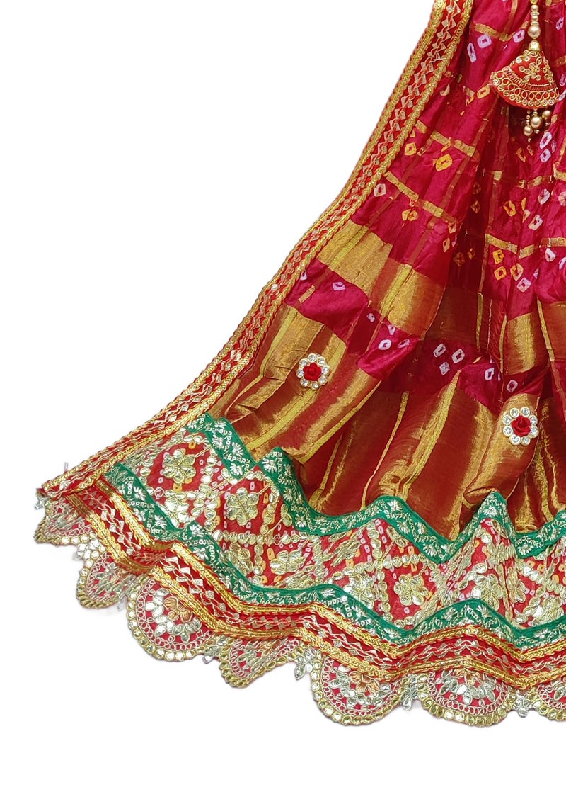 RANISATIYA Marwadi Rajasthani Bandhej Broch Plated Odhana Chunri, Piliya & Pomcha (13,ND (RED) Ghatchola, FREE SIZE) - Image 5