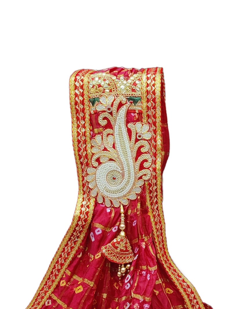 RANISATIYA Marwadi Rajasthani Bandhej Broch Plated Odhana Chunri, Piliya & Pomcha (13,ND (RED) Ghatchola, FREE SIZE) - Image 4