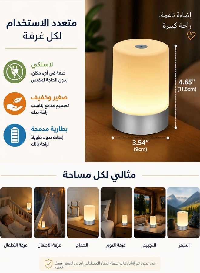 Touch Night Light for Nursery, Baby Lamp, 3500mAh Battery | Night Light for Baby Nursery, Remote and Touch Control, 13 Color 4 Modes 5 Brightness and Timer, Lamp for Kids, Breastfeeding - Image 2