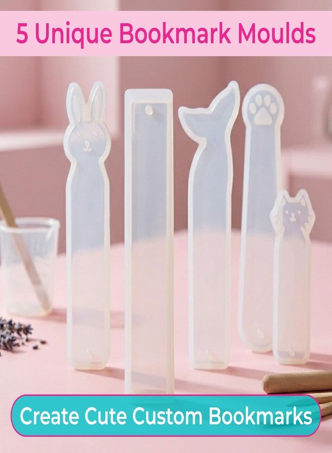 Oytra Resin Bookmark Mould 5 Pcs Silicone Mold DIY Bookmarks for Books Casting Crafting Materials Set for Beginners and Artists - Image 2