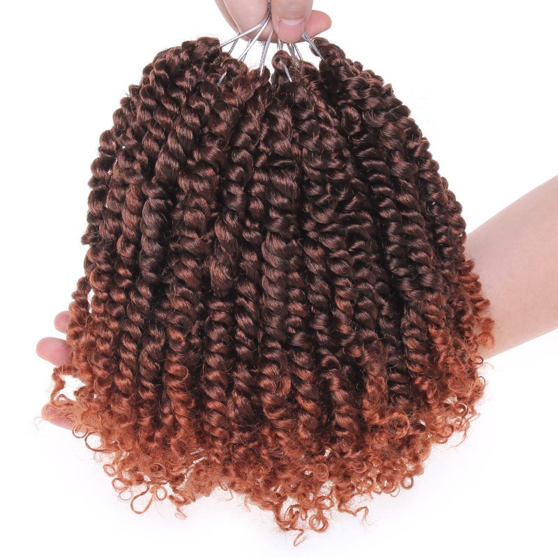 ZRQ Short 8 Packs Pre-twisted Bob Passion Twist Crochet Hair with Curly Ends 10 Inch Pre looped Ombre Copper Red Passion Twists Hair 12 Roots/Pack Synthetic Crochet Braids Hair for Women T350# - Image 4
