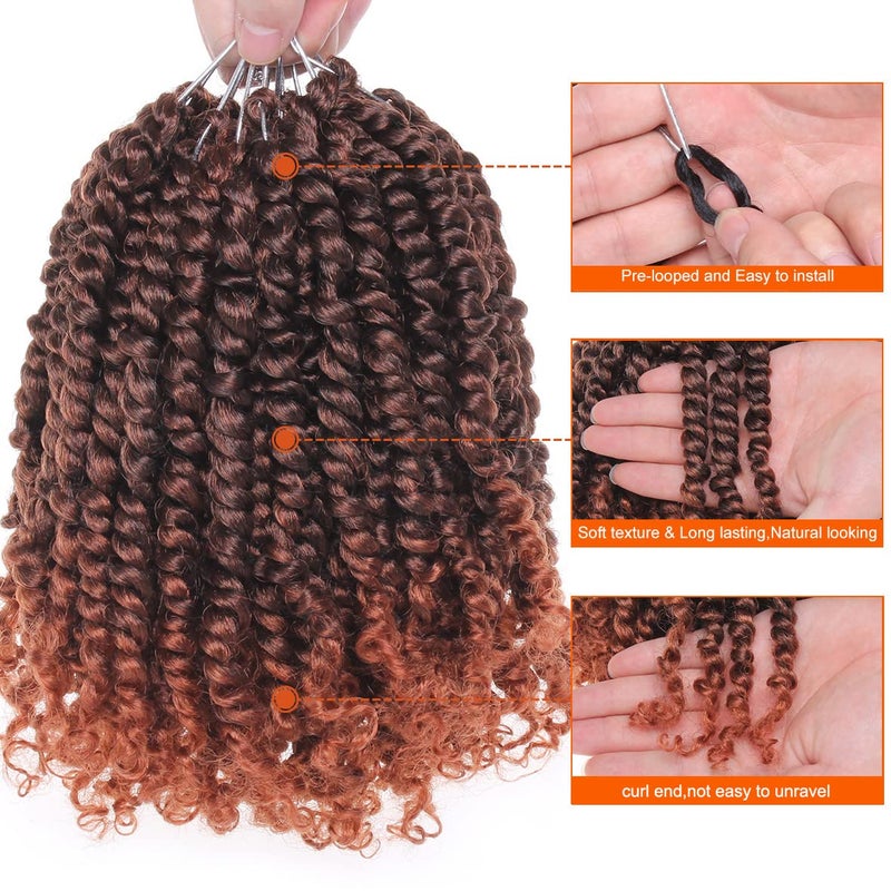 ZRQ Short 8 Packs Pre-twisted Bob Passion Twist Crochet Hair with Curly Ends 10 Inch Pre looped Ombre Copper Red Passion Twists Hair 12 Roots/Pack Synthetic Crochet Braids Hair for Women T350# - Image 3