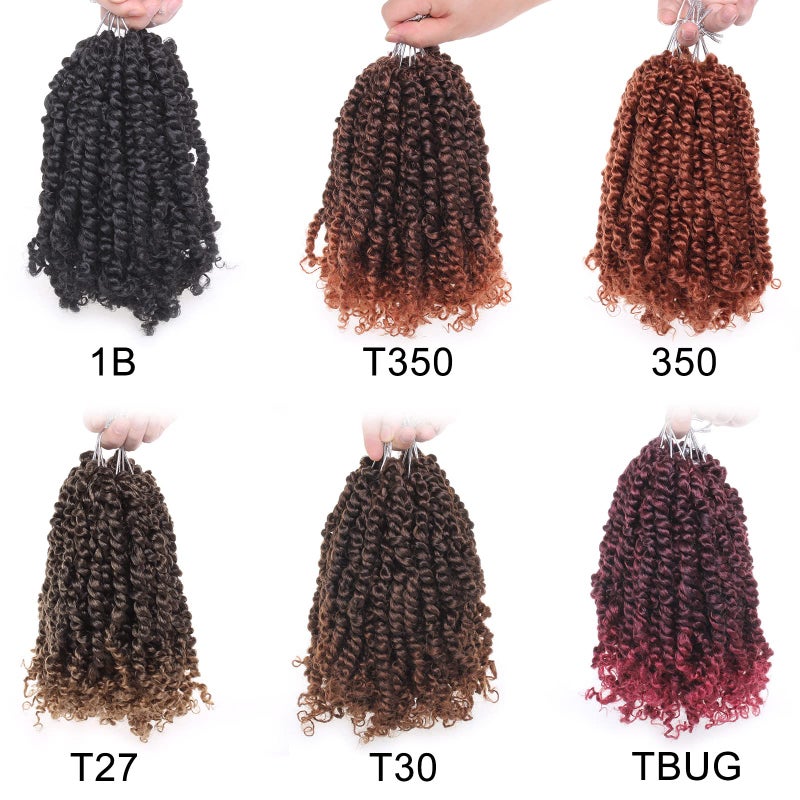 ZRQ Short 8 Packs Pre-twisted Bob Passion Twist Crochet Hair with Curly Ends 10 Inch Pre looped Ombre Copper Red Passion Twists Hair 12 Roots/Pack Synthetic Crochet Braids Hair for Women T350# - Image 5