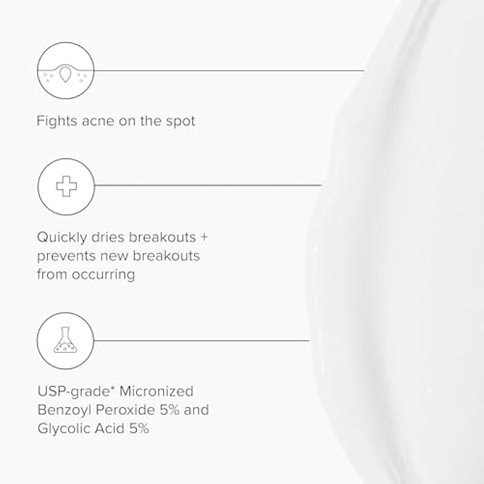 DRMTLGY Acne Spot Treatment and Cystic Acne Treatment. Acne Serum with Micronized Benzoyl Peroxide 5% and Glycolic Acid. 1.1 oz, 2 pack - Image 2