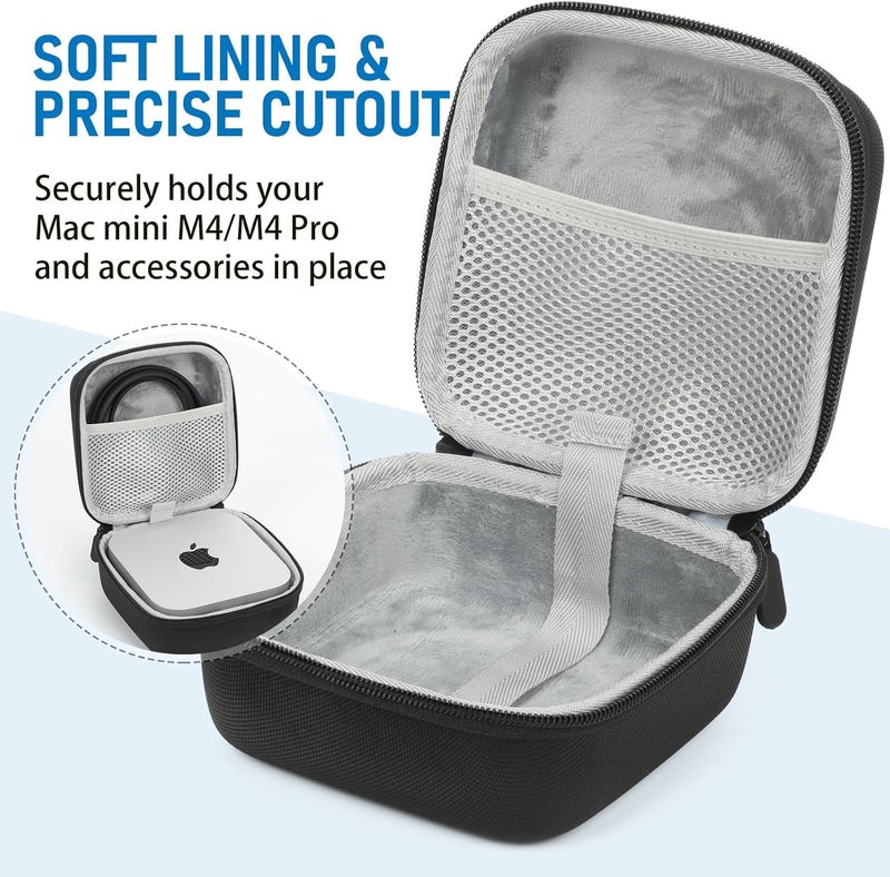 Adofys Hard Case for Apple Mac mini M4 2024, Durable Protective Storage Box Compatible with Mac mini M4 Pro, Compact Portable Organizer Accessories Waterproof and Shockproof Fit Travel Office Use - Image 3