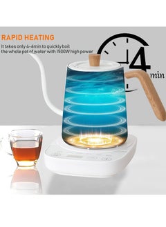 Generic Electric Kettle with Temperature Control 3 Presets Pour Over Electric Kettle for Coffee&Tea Quick Heating Hot Water Kettle Stainless Steel Inner Auto Shutoff Boil-Dry Protection 0.8L (White)  - Image 3