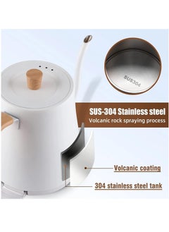 Generic Electric Kettle with Temperature Control 3 Presets Pour Over Electric Kettle for Coffee&Tea Quick Heating Hot Water Kettle Stainless Steel Inner Auto Shutoff Boil-Dry Protection 0.8L (White)  - Image 4