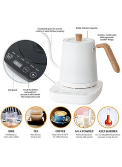 Generic Electric Kettle with Temperature Control 3 Presets Pour Over Electric Kettle for Coffee&Tea Quick Heating Hot Water Kettle Stainless Steel Inner Auto Shutoff Boil-Dry Protection 0.8L (White)  - Image 5
