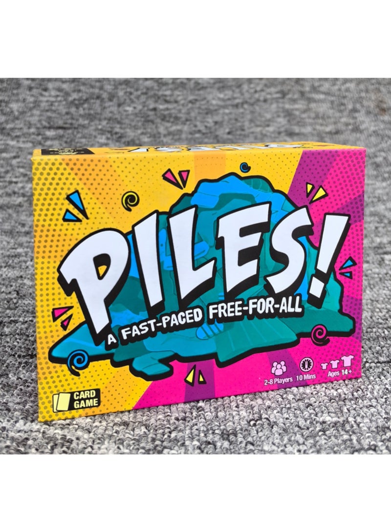 لعبة بطاقات Piles من الورق المقوّى، من 2 إلى 8 لاعبين، لعبة ذاكرة سريعة مدتها 10 دقائق مناسبة للعائلة والأطفال، لعبة مثالية لحفلات رأس السنة - Image 3