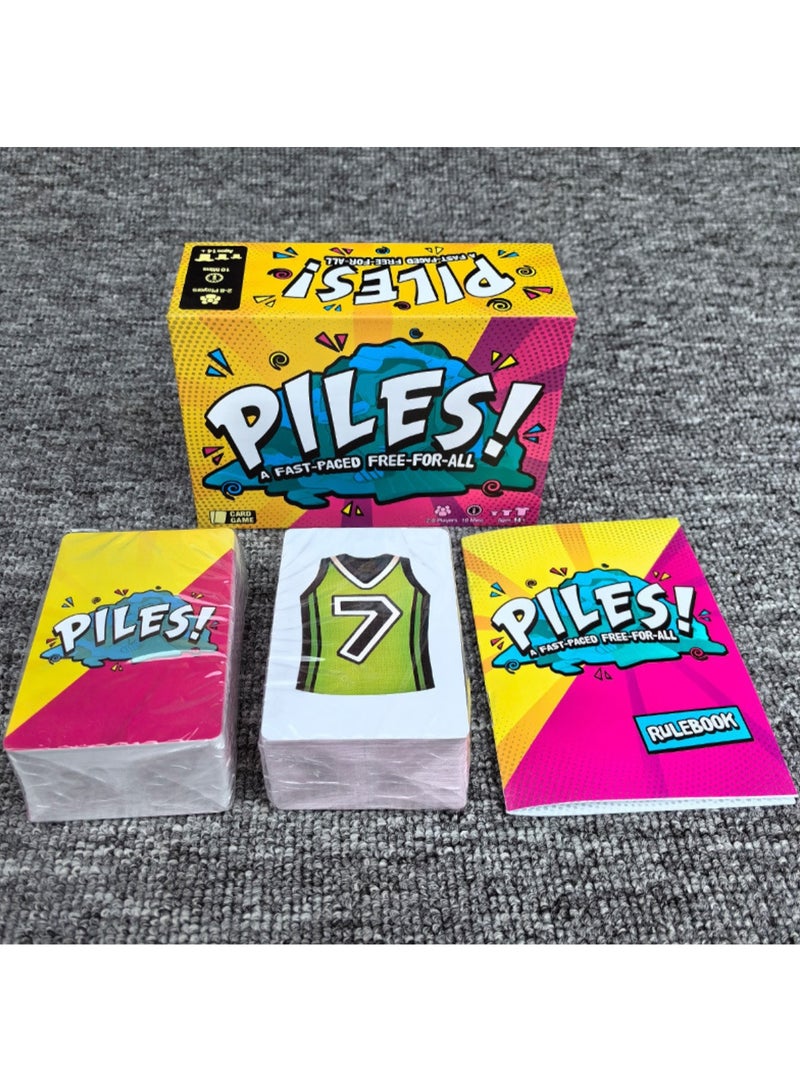 لعبة بطاقات Piles من الورق المقوّى، من 2 إلى 8 لاعبين، لعبة ذاكرة سريعة مدتها 10 دقائق مناسبة للعائلة والأطفال، لعبة مثالية لحفلات رأس السنة - Image 1