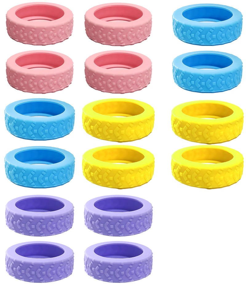 AGMITRAKA Trolley Suitcase Wheel Protectors 16PCS Durable Bag Covers for Trolley Suitcase Universal Fit Cover Luggage Guards Spinner Wheels for Shockproof (16) Pink/Blue/Yellow/Purple. - Image 1