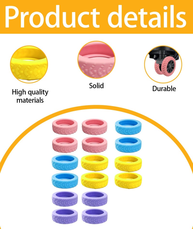 AGMITRAKA Trolley Suitcase Wheel Protectors 16PCS Durable Bag Covers for Trolley Suitcase Universal Fit Cover Luggage Guards Spinner Wheels for Shockproof (16) Pink/Blue/Yellow/Purple. - Image 3