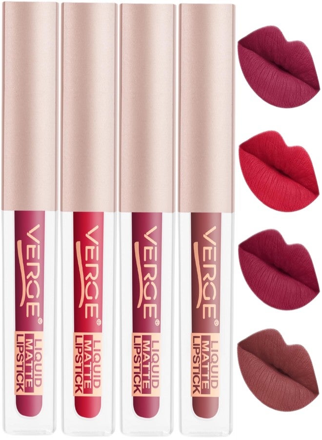 VERGE LIP SHOTS LONG WEAR NON TRANSFER WATERPROOF LIQUID LIPCOLOR WITH MATTE FINSH (PACK OF 4) All DARK - Image 2