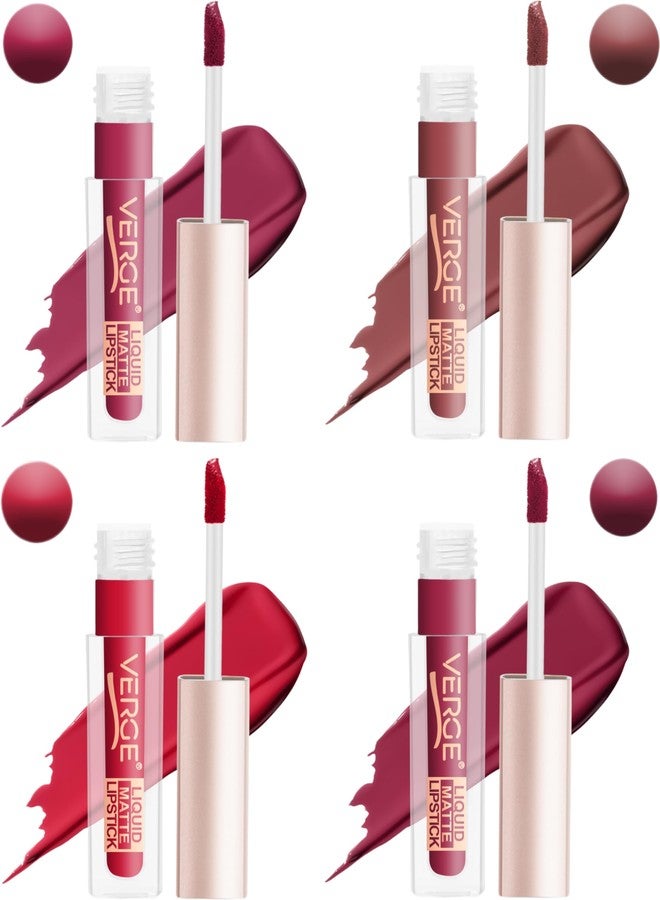 VERGE LIP SHOTS LONG WEAR NON TRANSFER WATERPROOF LIQUID LIPCOLOR WITH MATTE FINSH (PACK OF 4) All DARK - Image 3